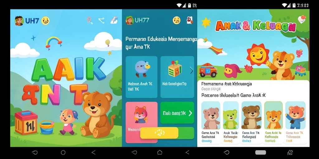 Antarmuka <strong>UH77</strong> yang menarik untuk permainan edukatif anak.